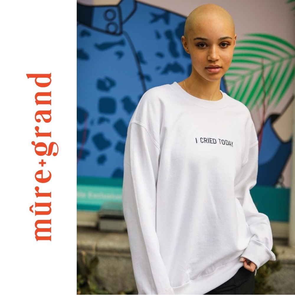 Mure Grand Crew Neck I CRIED TODAY Embroidered Sweatshirt‎ - Size M